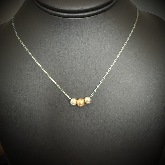 Three Generation Necklace: Sterling Silver Beads & Gold Filled Beads Family Pendant