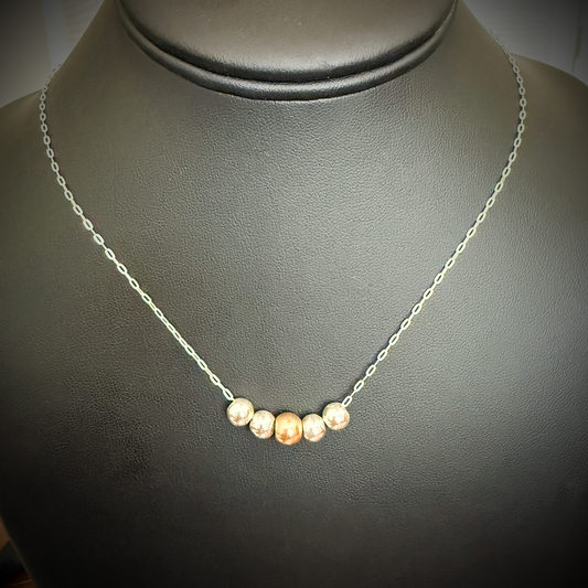 Five Generations Bead Necklace: Sterling Silver & Gold Filled Beaded Family Gift