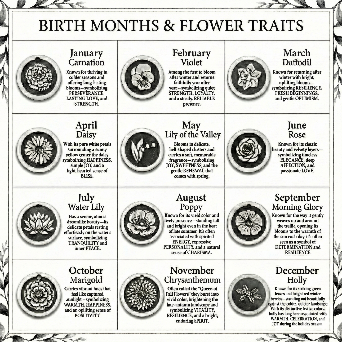 Birth Flower Family Necklace | Sterling Silver Personalized Charm Necklace