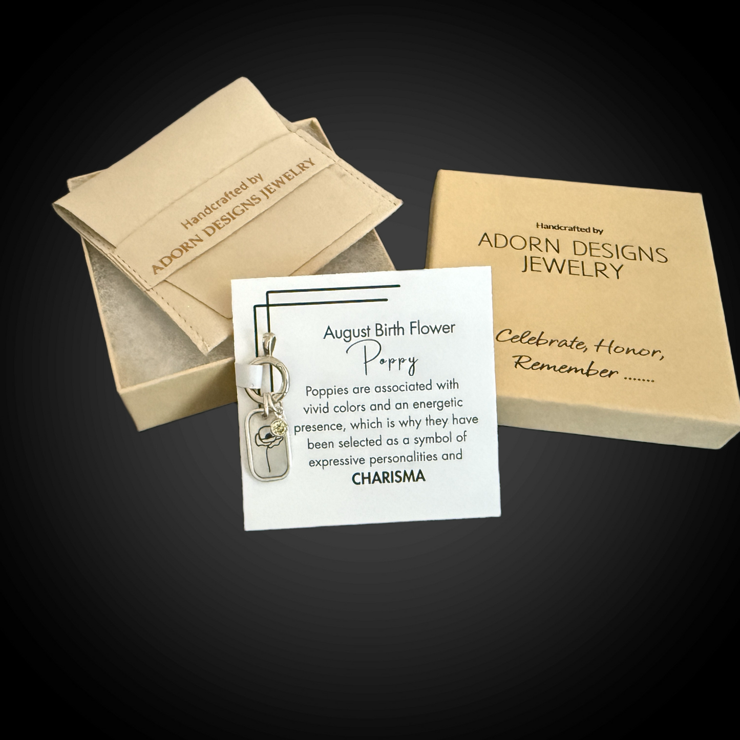 packaging for August birth month flower jewelry