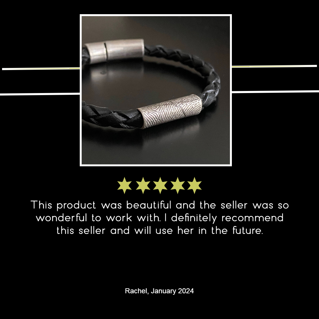 Adorn Designs Jewelry 5 star review of fingerprint bracelet
