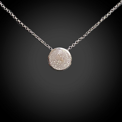 Dainty Round Shape Sterling Silver Fingerprint Necklace