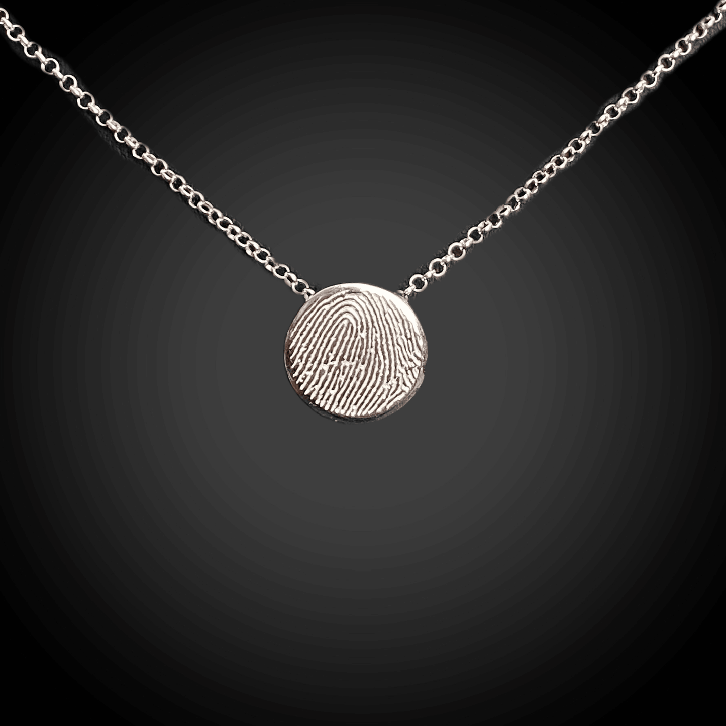 Dainty Round Shape Sterling Silver Fingerprint Necklace - Adorn Designs Jewelery