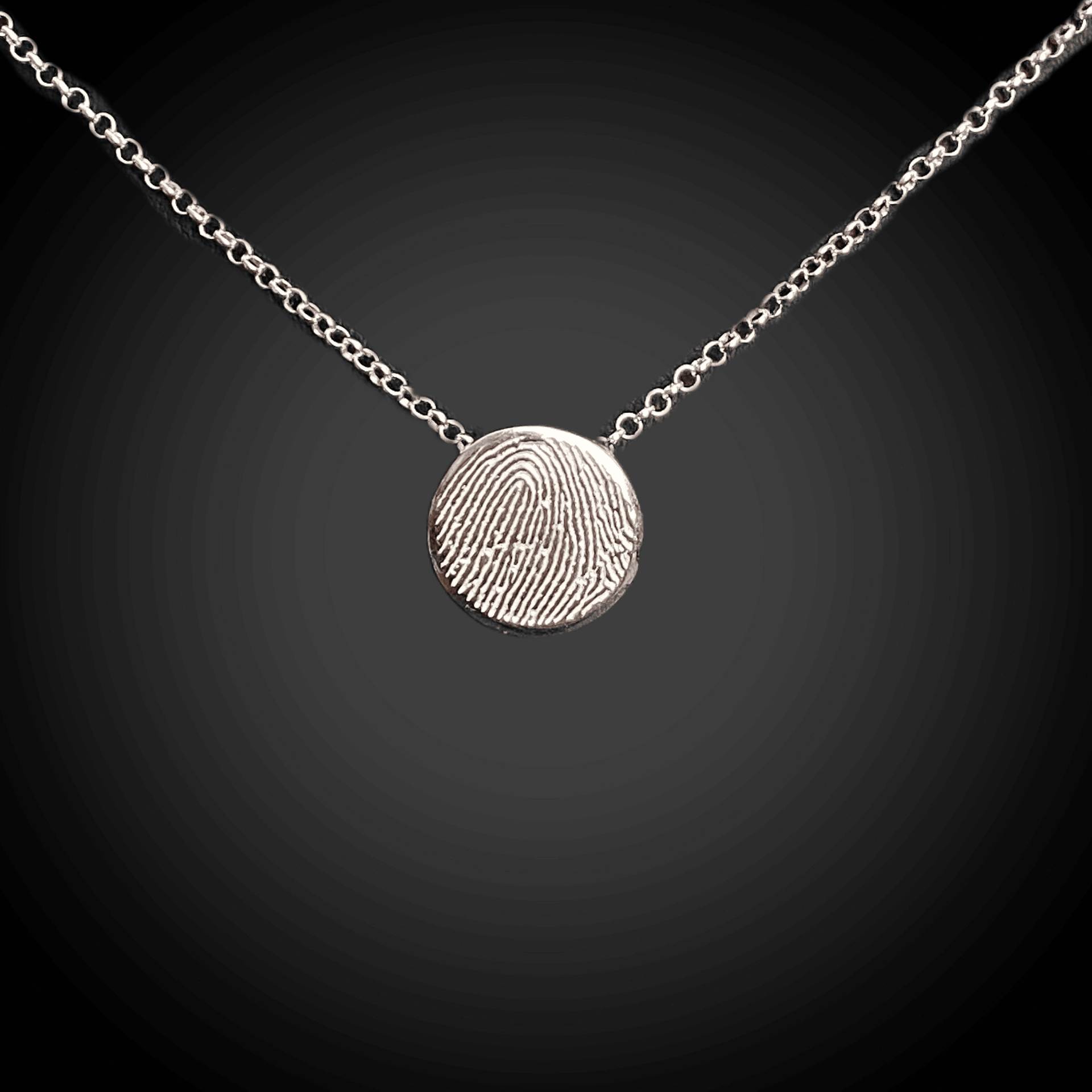 Dainty Round Shape Sterling Silver Fingerprint Necklace - Adorn Designs Jewelery