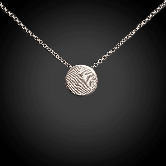 Dainty Round Shape Sterling Silver Fingerprint Necklace - Adorn Designs Jewelery