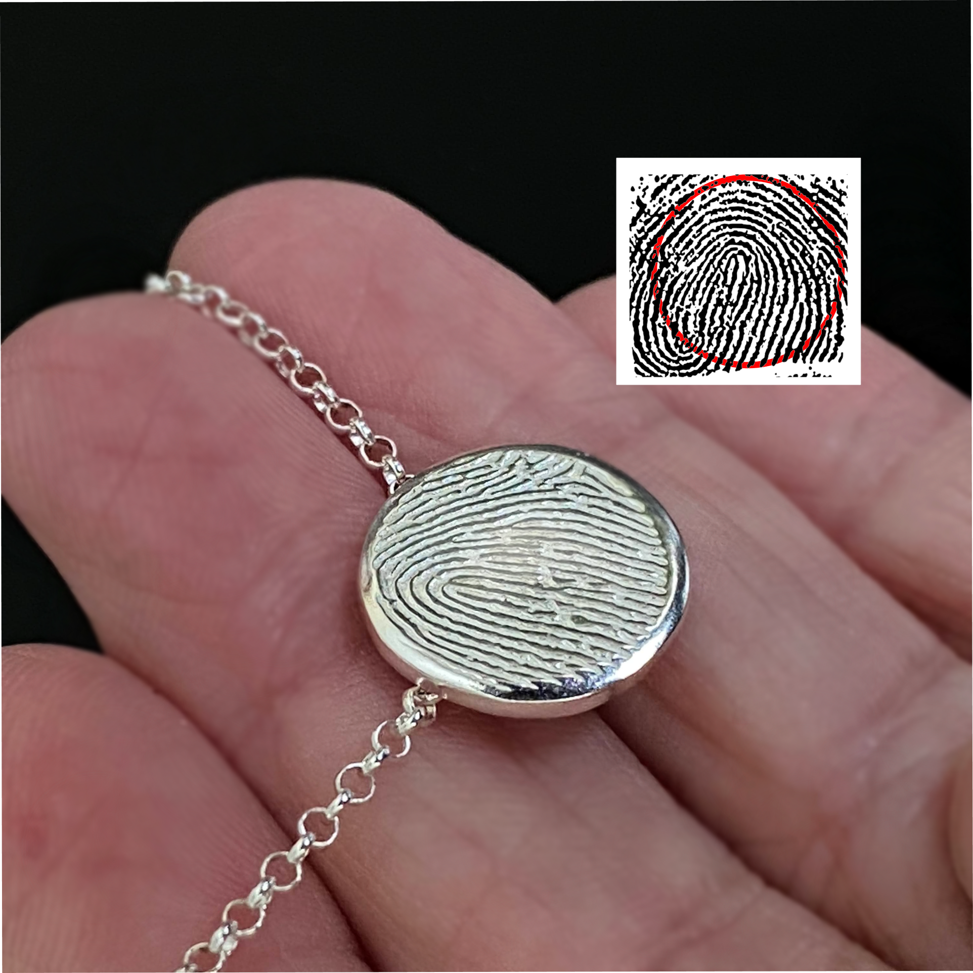 digital fingerprint made into sterling silver fingerprint necklace