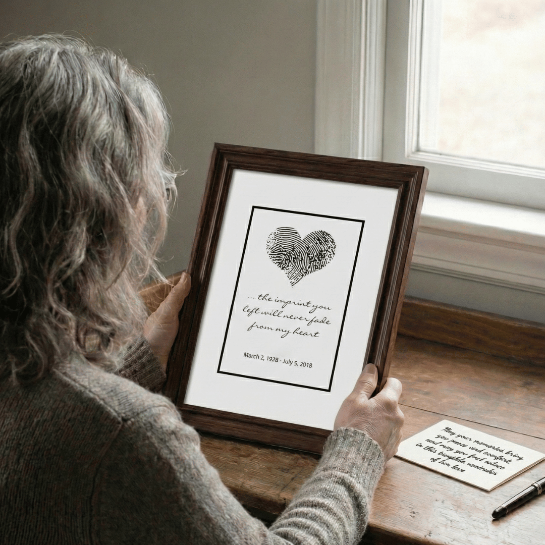 framed memorial art print and sympathy note