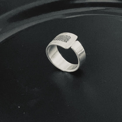 Wrap Style Men's or Women's Sterling Silver Fingerprint Ring
