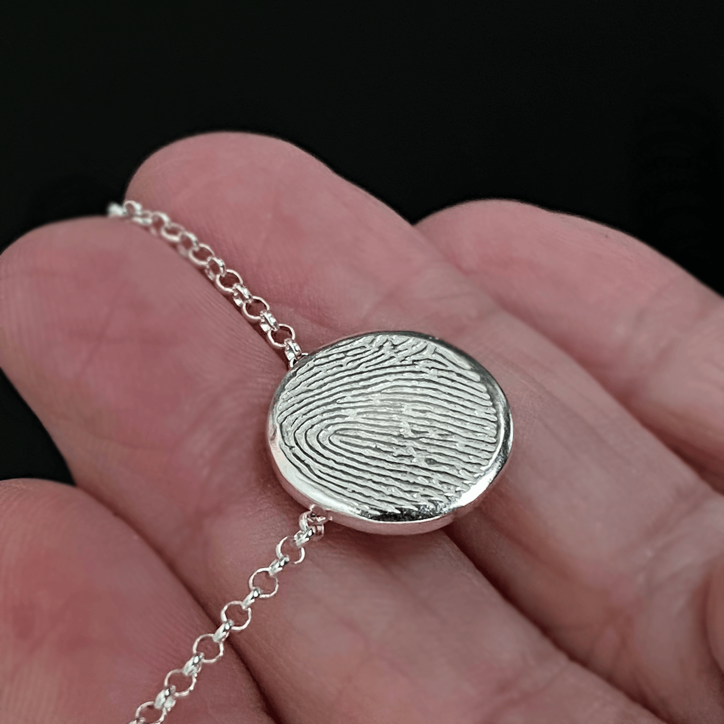 Dainty Round Shape Sterling Silver Fingerprint Necklace - Adorn Designs Jewelery