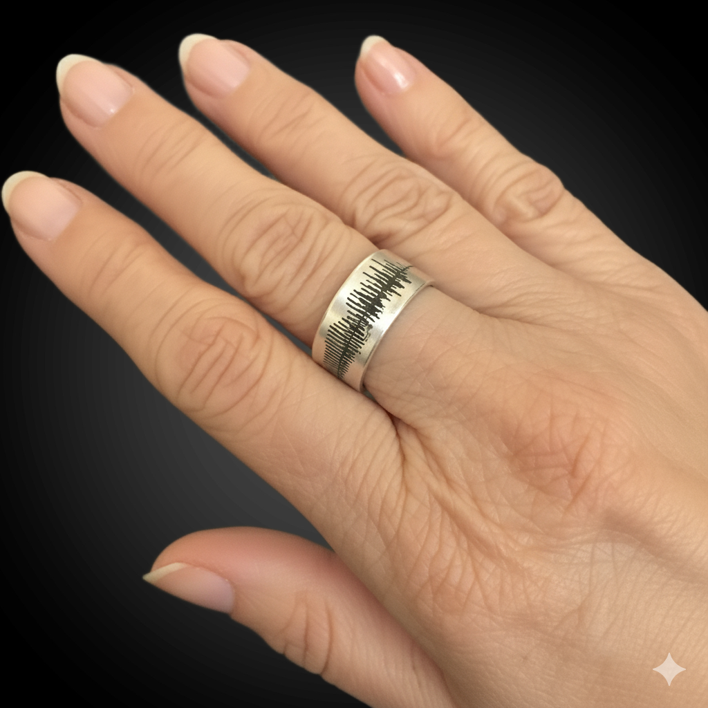 Soundwave Ring | Voice Recording Jewelry |Custom Audio Wave | Memorial for Loved One or Pet | New Mother Gift | Wedding
