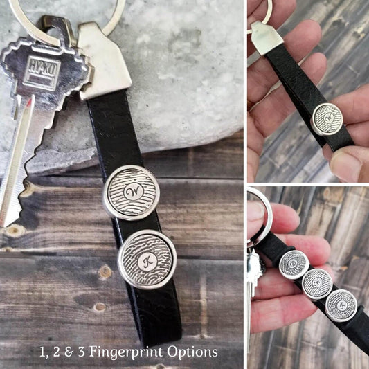 Fingerprint Keychain | Personalized Leather Accessory