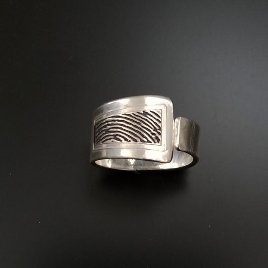 Wrap Style Men's or Women's Sterling Silver Fingerprint Ring