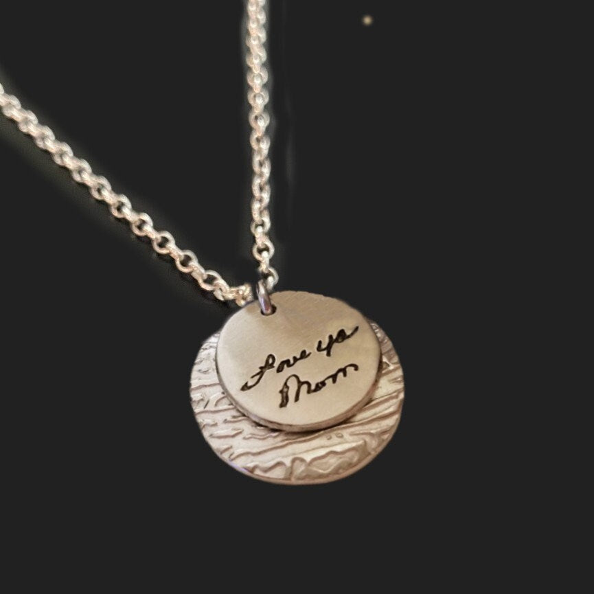 A Double Layer Fingerprint Necklace with Personalization - Sterling Silver