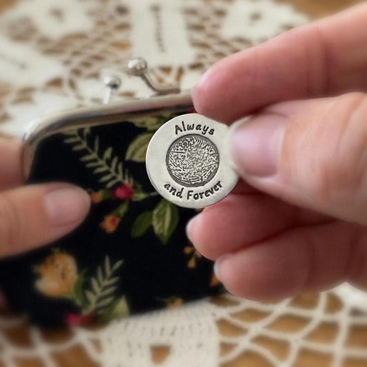 Fingerprint Remembrance Coin Sterling Silver Pocket Token - Adorn Designs Jewelery