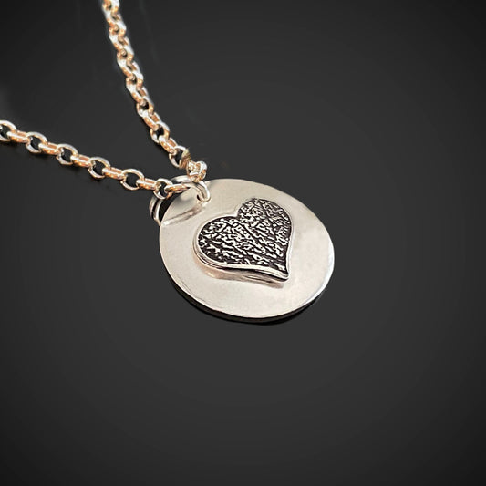 Heart Shape Fingerprint Impression on Sterling Silver Pendant