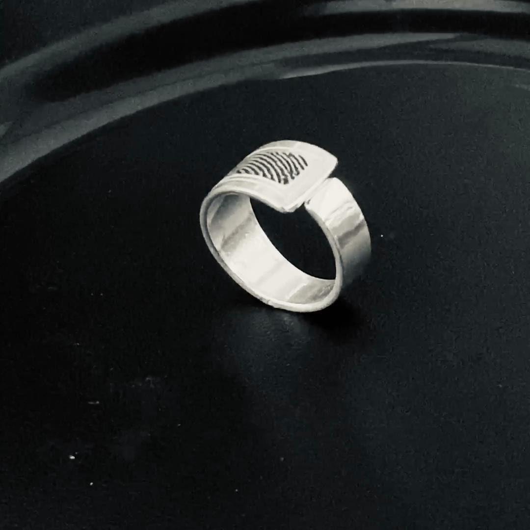 Wrap Style Men's or Women's Sterling Silver Fingerprint Ring - Adorn Designs Jewelery