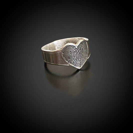 Tapered Band Fingerprint Ring | Sterling Silver