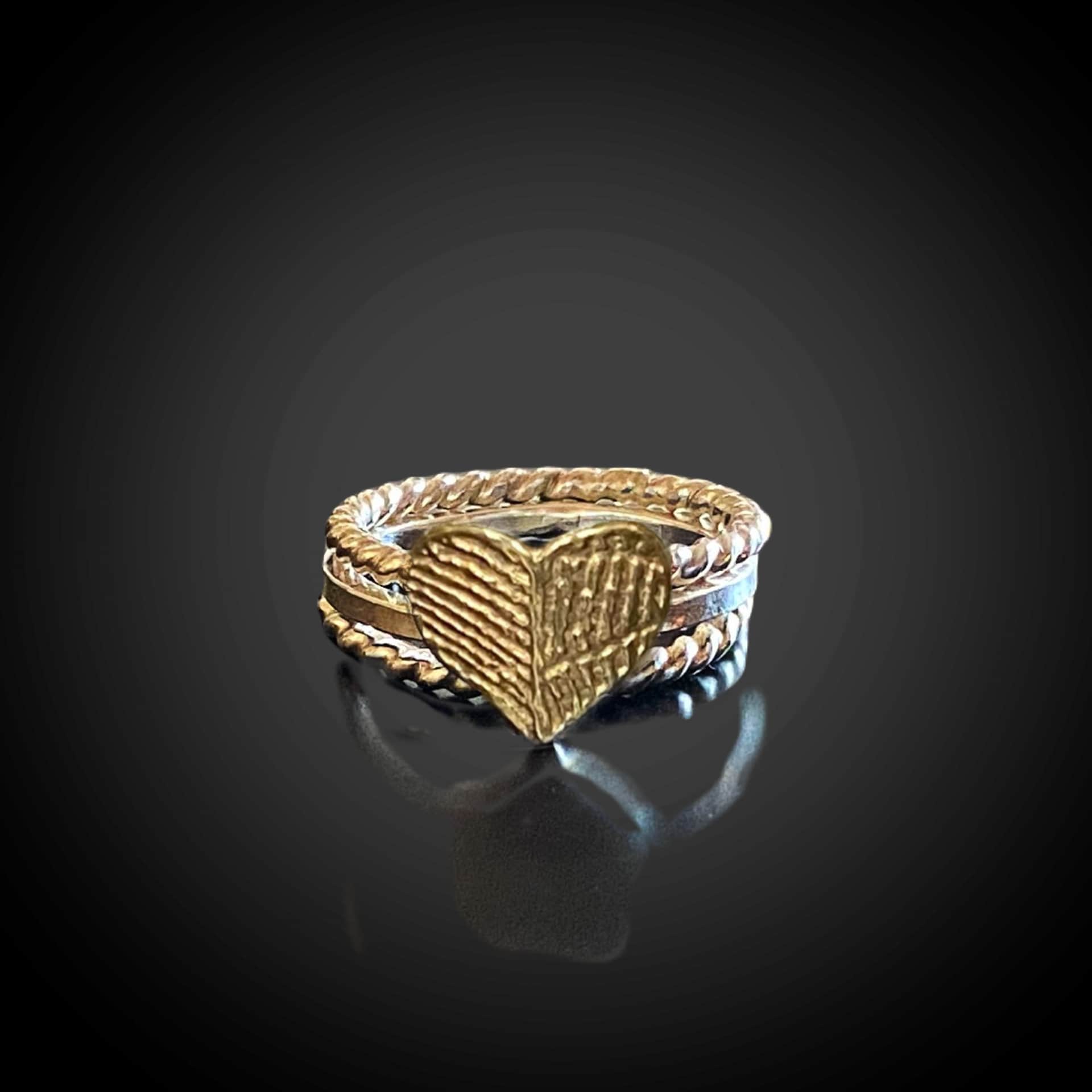 Stacking Square & Twist Fingerprint Rings | Sterling Silver with 24K Gold Plate