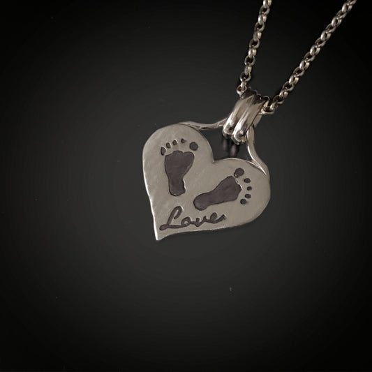 Heart Shaped Baby Footprint Necklace