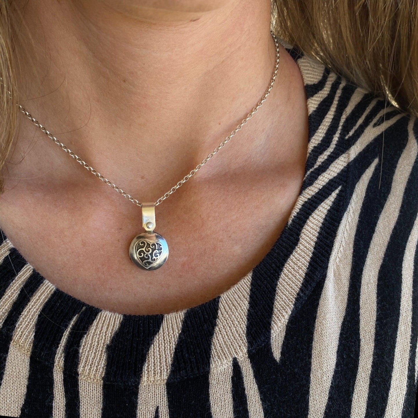 Fingerprint Charm Necklace Swivels to Reveal the Fingerprint - Adorn Designs Jewelery