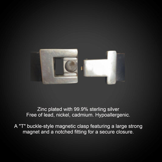 T-style buckle clasp with powerful magnet and secure notched fitting