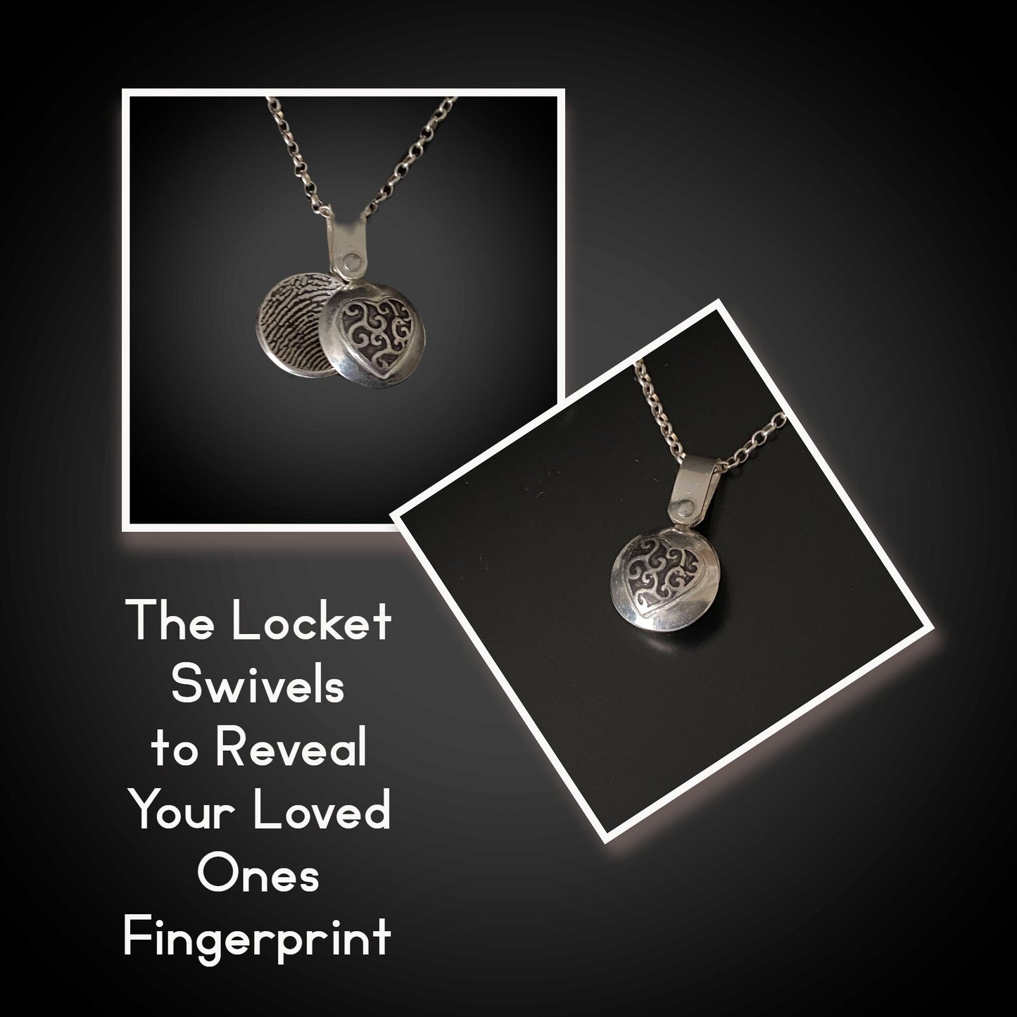 Fingerprint Charm Necklace Swivels to Reveal the Fingerprint