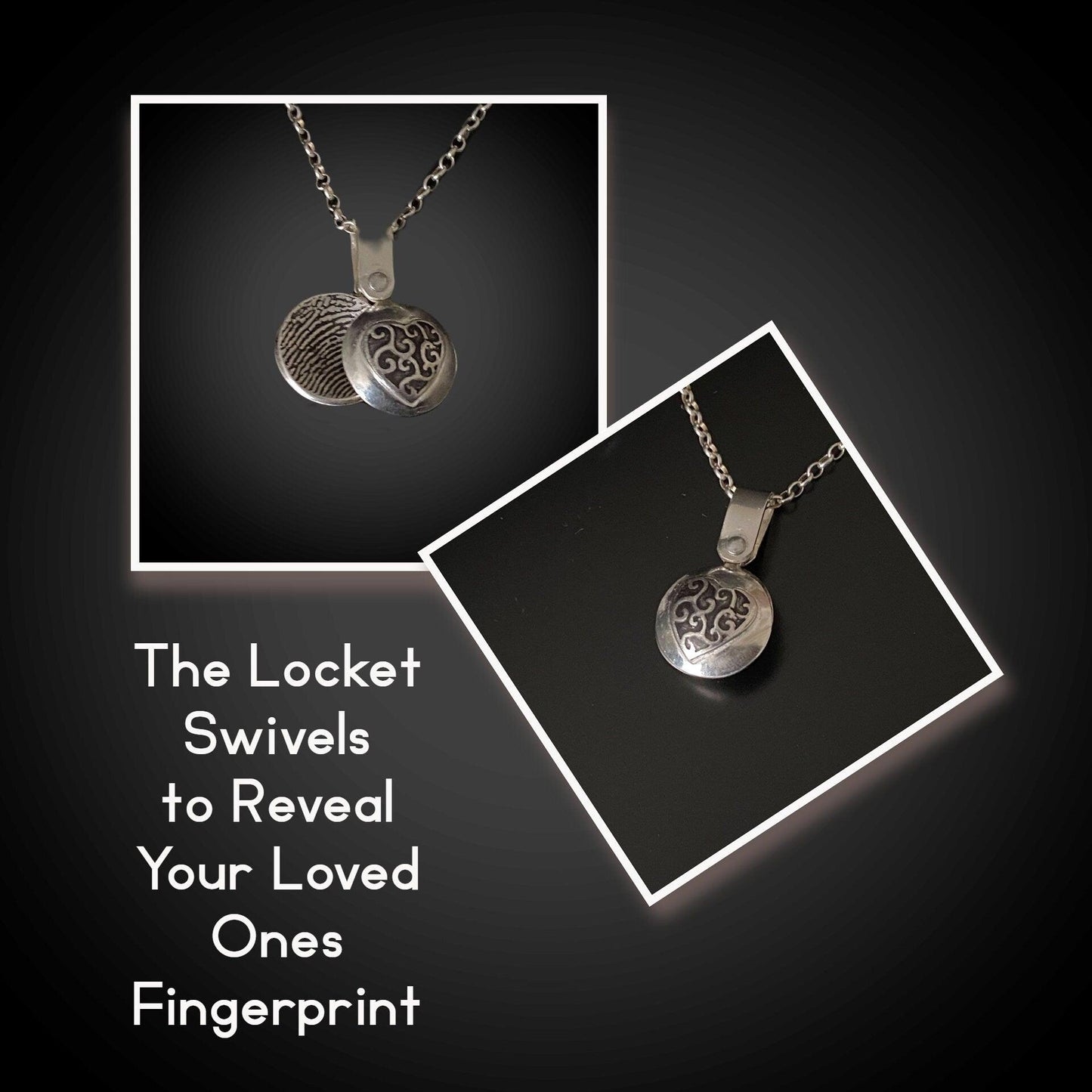 Fingerprint Charm Necklace Swivels to Reveal the Fingerprint - Adorn Designs Jewelery