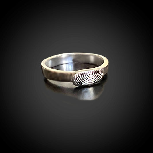 Single Band Fingerprint Ring - Sterling Silver