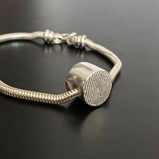 Pandora Style Sterling Silver Bracelet w/ Fingerprint Charm Bead - Adorn Designs Jewelery