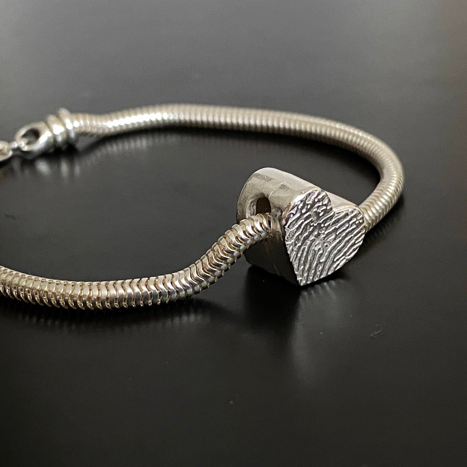 Pandora-Style Fingerprint Charm Bead and Bracelet