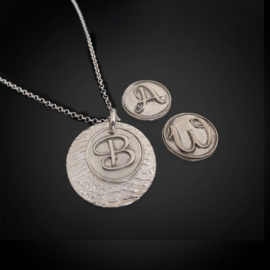 Fingerprint Necklace with Initial Charm