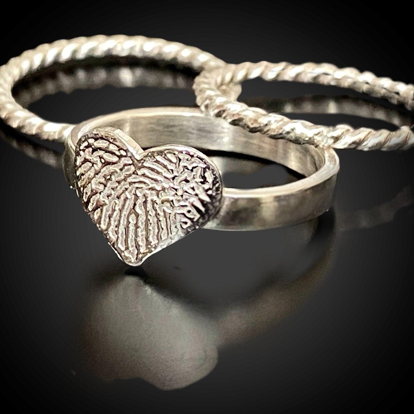 Stacking Fingerprint Ring Bands | Sterling Silver - Adorn Designs Jewelery