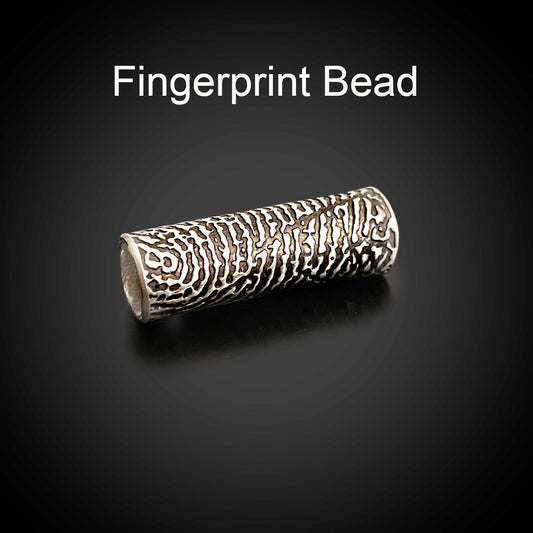 Tube Barrel Bead with Fingerprint