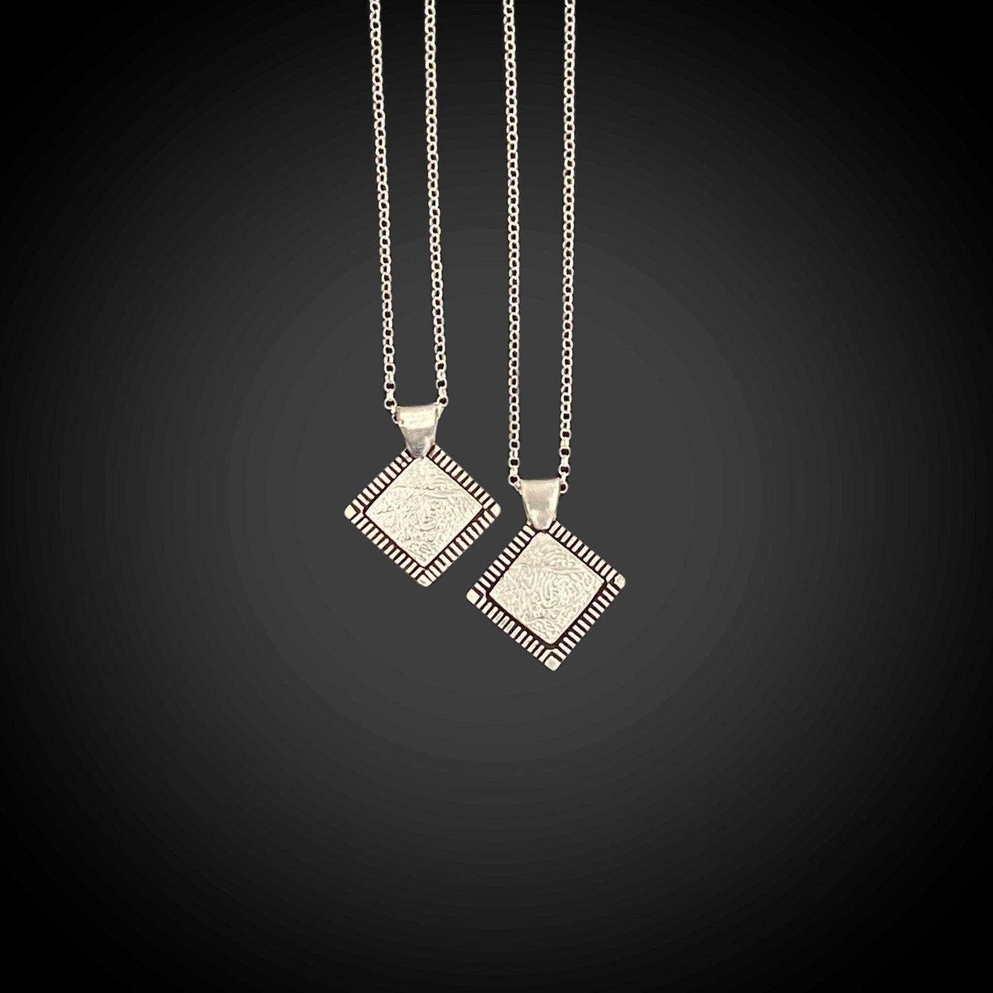 Diamond Shape Fingerprint Pendant, Sterling Silver - Adorn Designs Jewelery