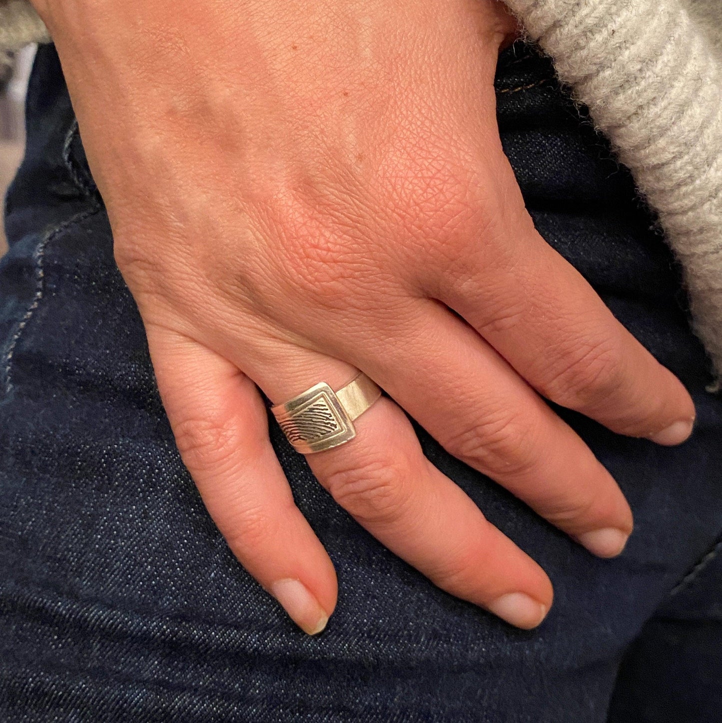 Wrap Style Men's or Women's Sterling Silver Fingerprint Ring - Adorn Designs Jewelery