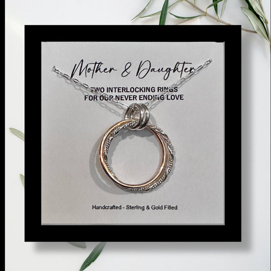 Mother and Daughter Necklace, Sterling Silver & Gold Filled