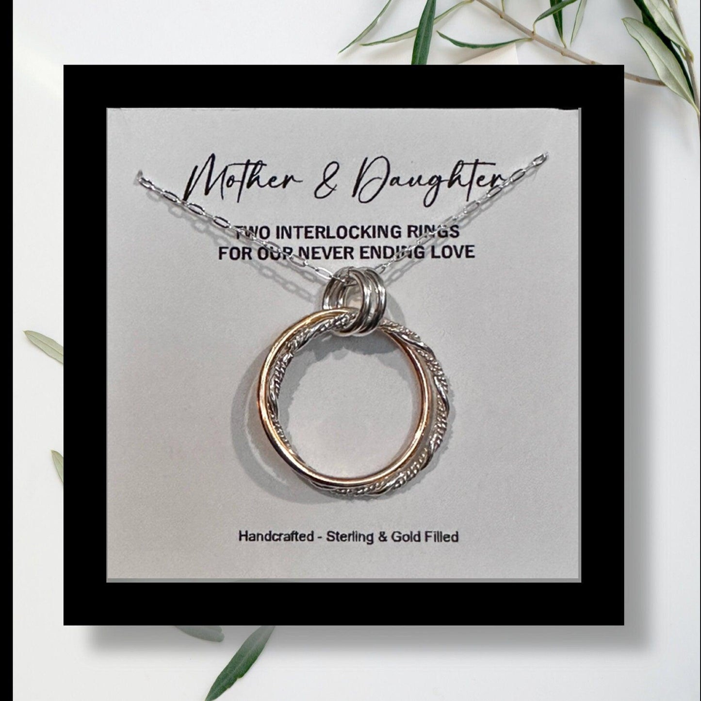 Mother and Daughter Necklace, Sterling Silver & Gold Filled