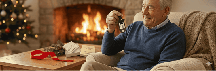 Gentlemen receiving a handwriting keychain as a gift