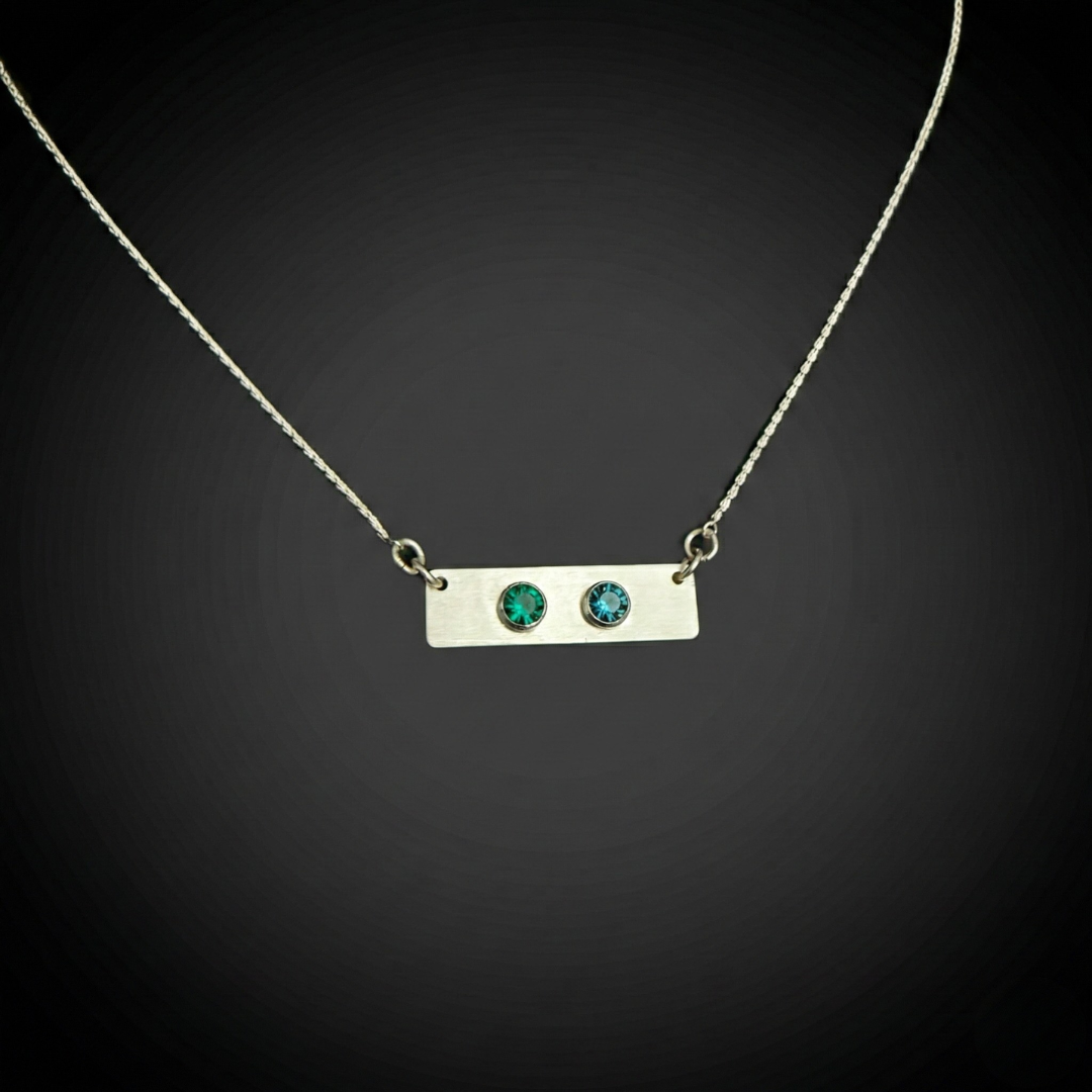Sterling Silver Family Birthstone Bar Necklace
