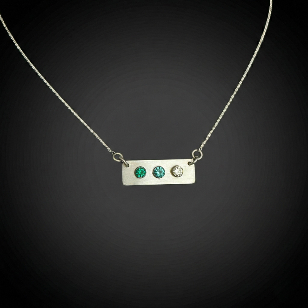 Sterling Silver Family Birthstone Bar Necklace
