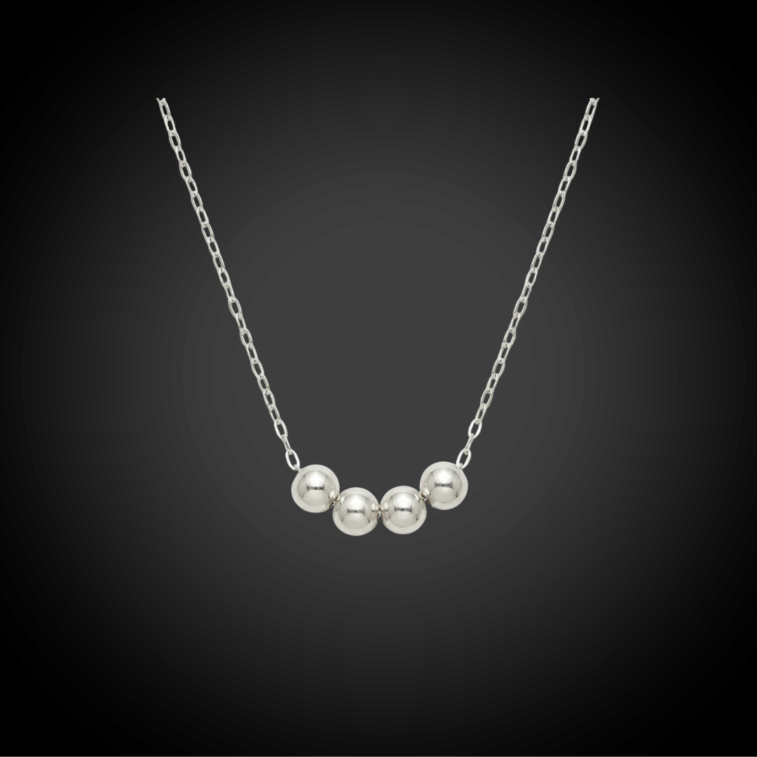 40th Birthday Necklace — 4 Sterling Silver Beads and 18" Chain