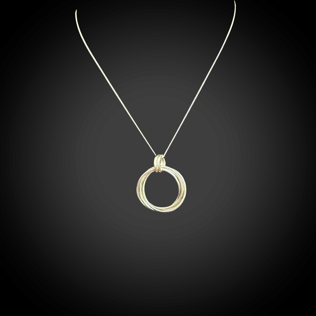 40th Birthday Interlocking Rings Necklace — Sterling Silver (4 Circles, 18" Chain)