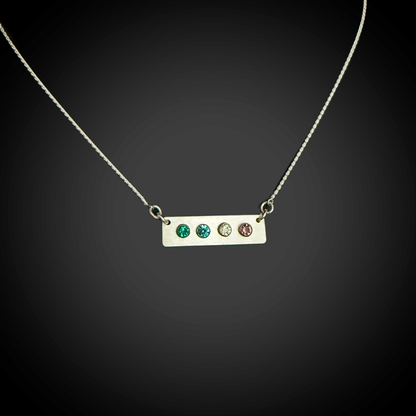 Sterling Silver Family Birthstone Bar Necklace