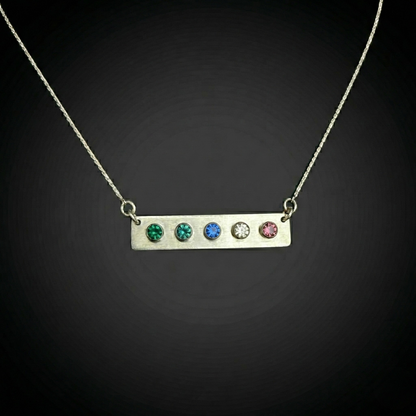 Sterling Silver Family Birthstone Bar Necklace