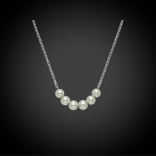 60th Birthday Necklace — 6 Sterling Silver Beads and 18" Chain