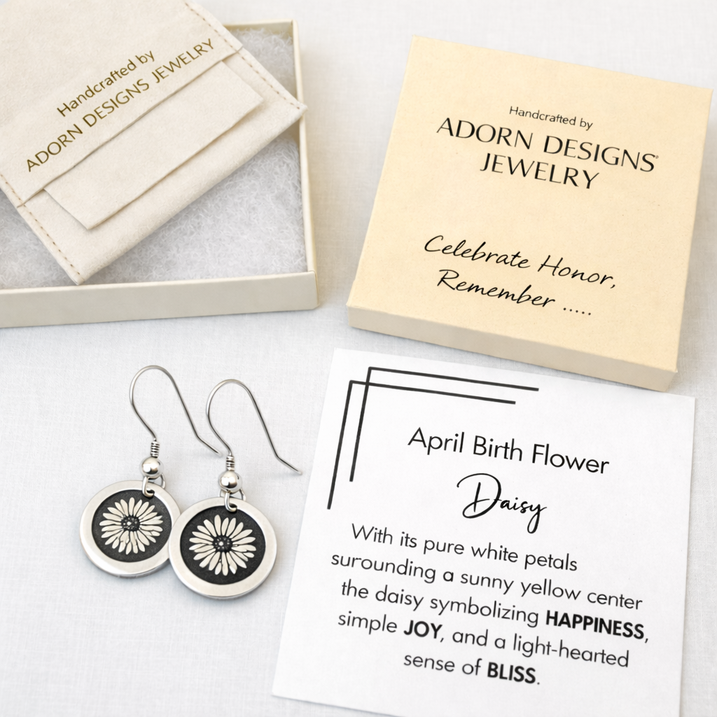 April Birthday Gift | Birth Month Flower Earrings | Daisy | Born in April