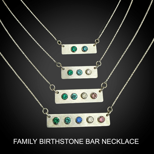 Sterling Silver Family Birthstone Bar Necklace