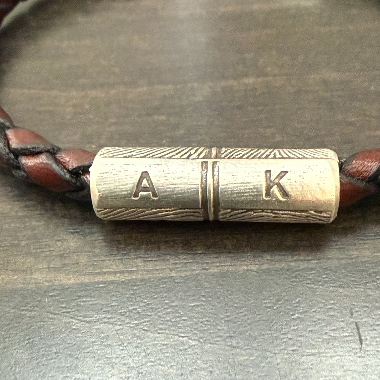 Leather Fingerprint Bracelet w/ 2 Fingerprints, Sterling, Meaningful Gift for Men