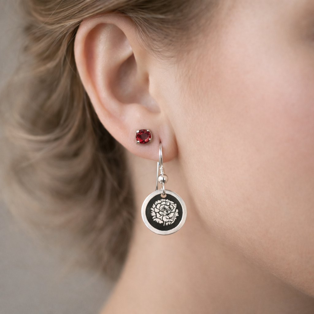 January Birthday Gift | Birth Month Flower Earrings | Carnation | Born in January