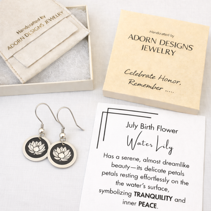 July Birthday Gift | Birth Month Flower Earrings | Water Lily | Born in July